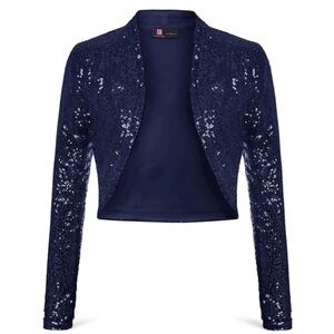 K-Brand Navy Sequin Cropped Bolero Jacket
